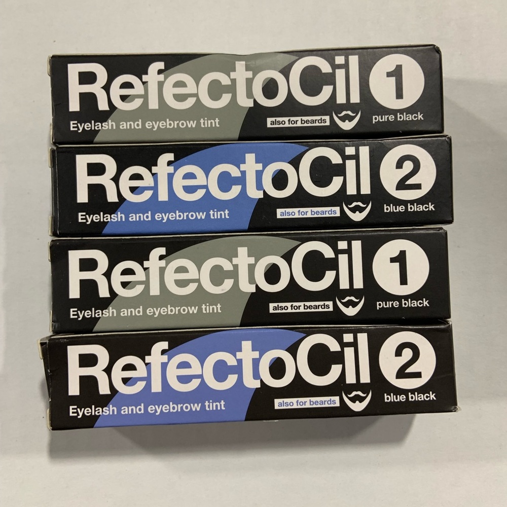 4 pcs - Refectocil Eyelash and Eyebrow Tint - Pure Black and Blue Black